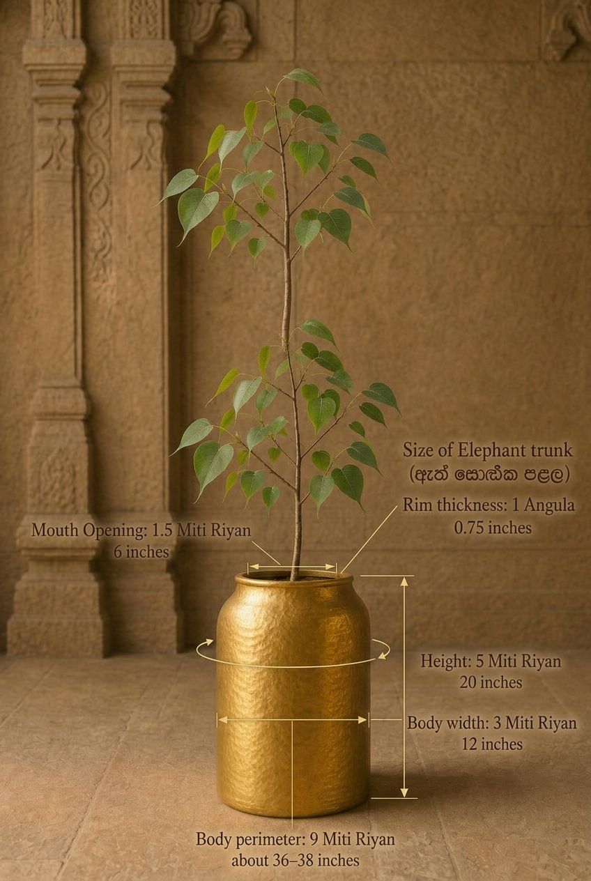 Illustration of the golden vessel used to carry the Bodhi tree