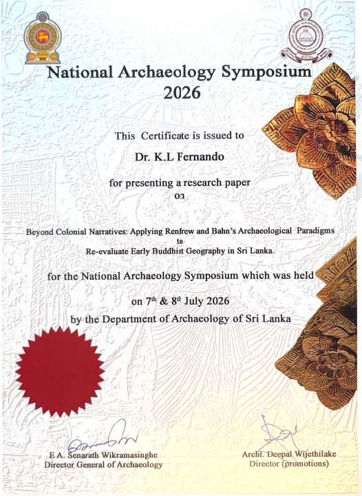 Certificate of presentation, National Archaeology Symposium 2026